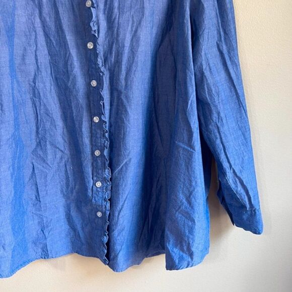 Signature Collection 1X long sleeve blue blouse - Picture 3 of 6